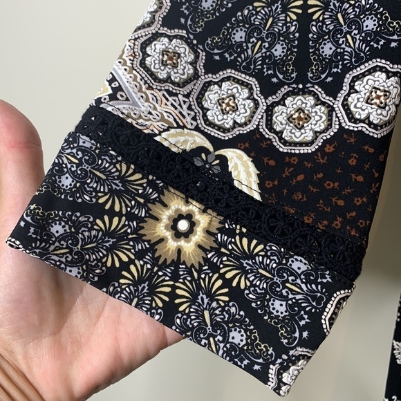 Signature Robbie Lee | Navy Elbow Sleeve Pocket Round Neck Graphic Print Dress L - Picture 7 of 17